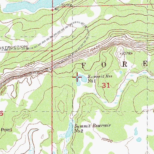 Topographic Map of Summit Reservoir Number 1, CO