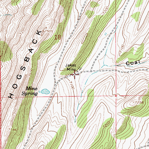 Topographic Map of Kendall Mine, WY