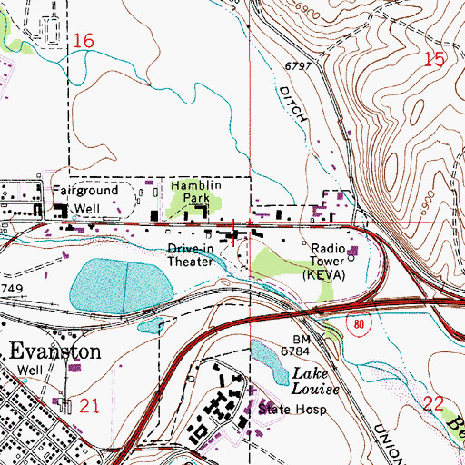 Topographic Map of Almy Number Three Mine, WY