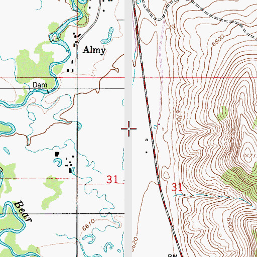 Topographic Map of Almy Number Forty-one Mine, WY