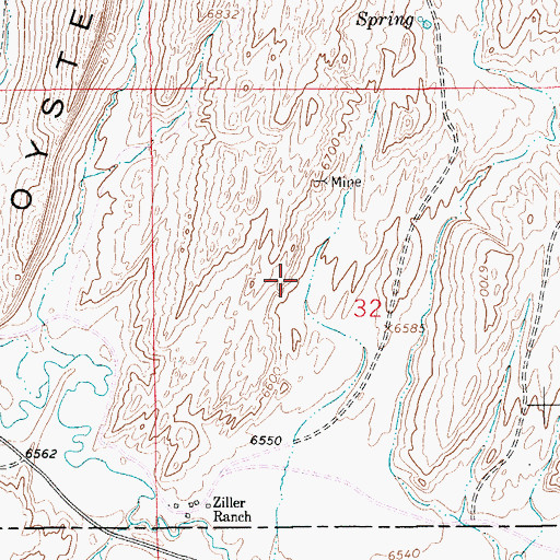 Topographic Map of Isaac Kampman Mine, WY