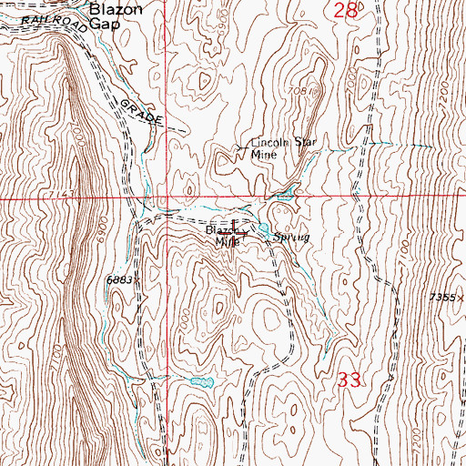 Topographic Map of Biazon Mine, WY