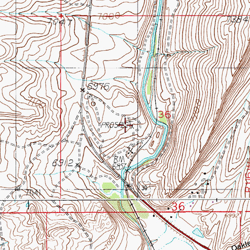 Topographic Map of Oakley Mine, WY
