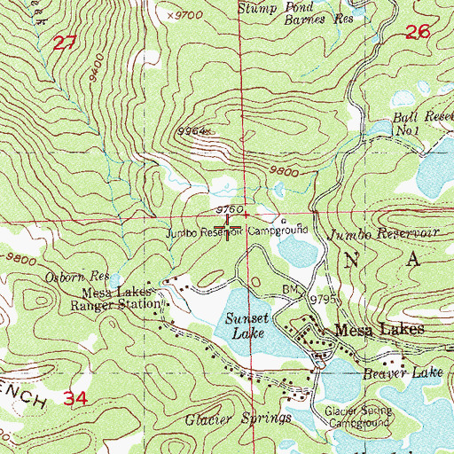 Topographic Map of Jumbo Reservoir Campground, CO
