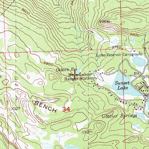 Topographic Map of Mesa Lakes Ranger Station, CO