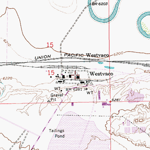 Topographic Map of FMC Westvaco Number Six Mine, WY