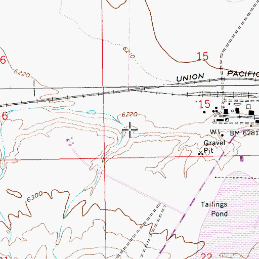 Topographic Map of Union Pacific Number Two Mine, WY