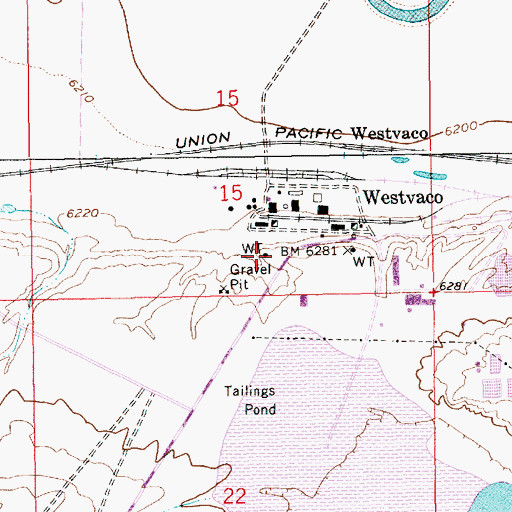 Topographic Map of Westvaco Number Two Mine, WY
