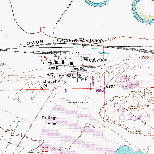 Topographic Map of Westvaco Number Three Mine, WY