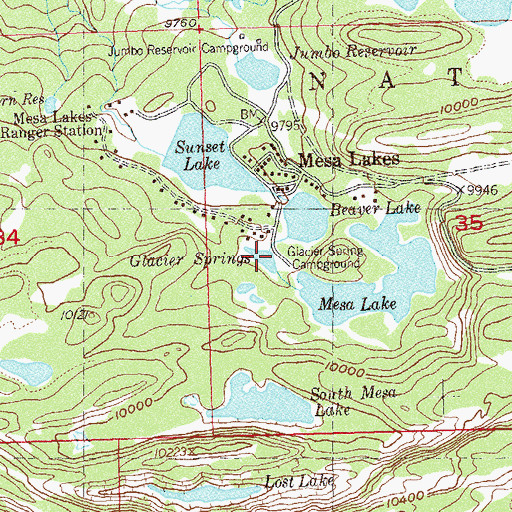 Topographic Map of Glacier Springs, CO