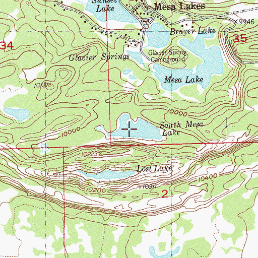 Topographic Map of South Mesa Lake, CO