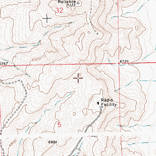 Topographic Map of Reliance Pit Number Ten, WY