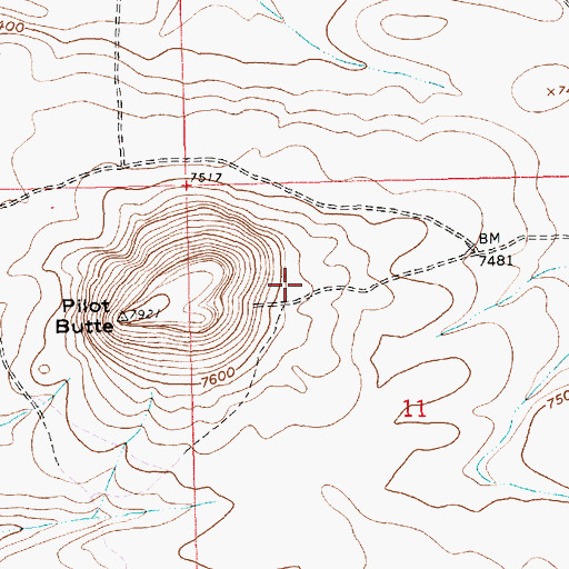 Topographic Map of Pilot Butte Mine, WY