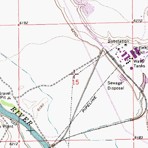 Topographic Map of Stauffer Trona Mine, WY