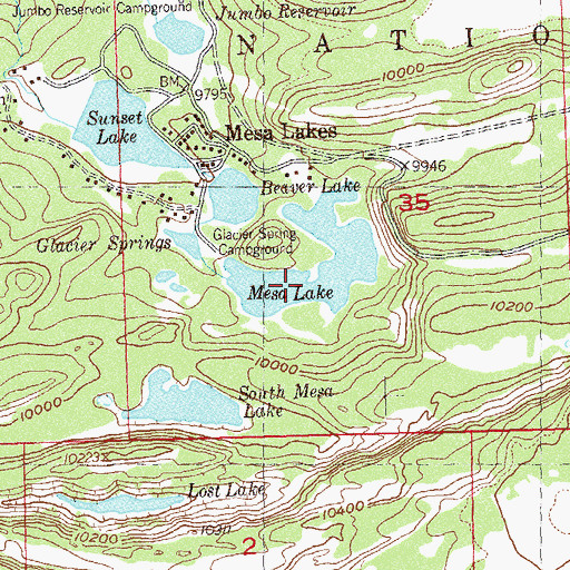 Topographic Map of Mesa Lake, CO