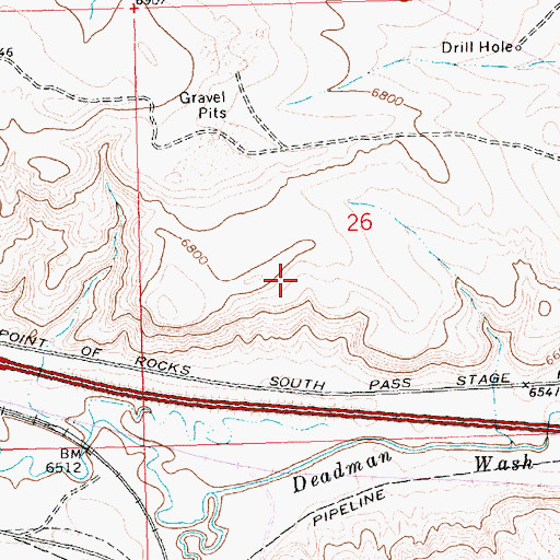 Topographic Map of Point of Rocks Mine, WY