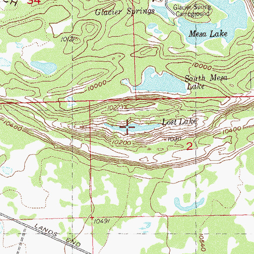 Topographic Map of Lost Lake, CO