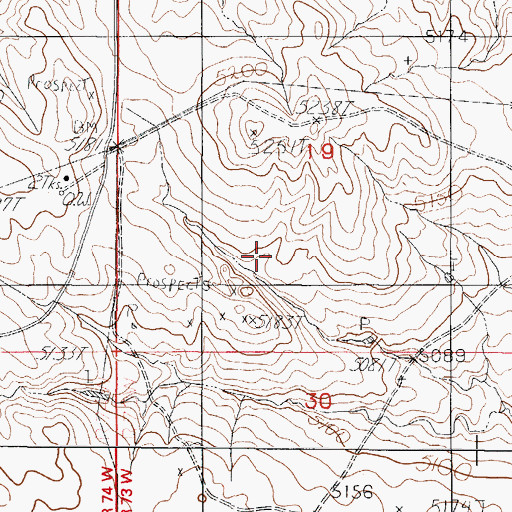 Topographic Map of Jake Three and One Mine, WY