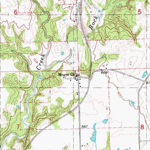 Topographic Map of Mognt Church, OK