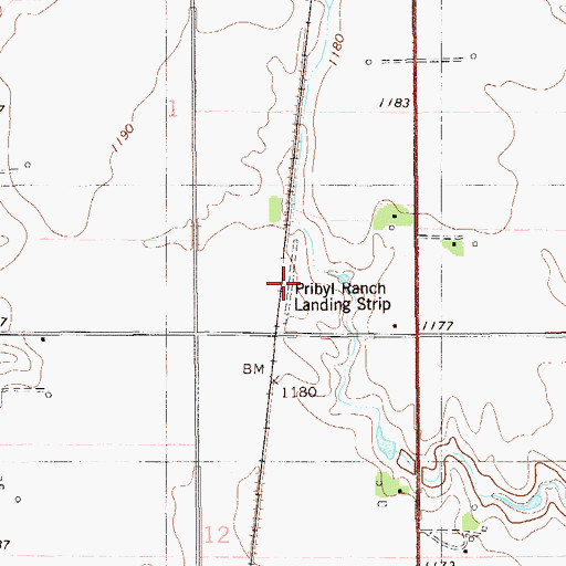 Topographic Map of Pribyl Ranch Landing Strip, OK