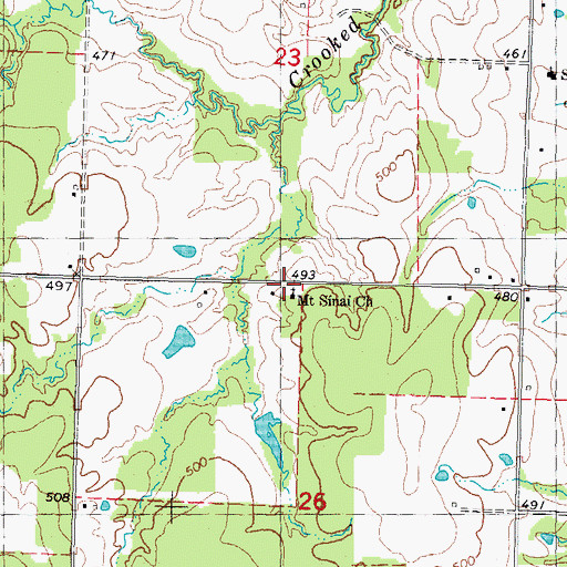 Topographic Map of Mount Sinai Church, OK