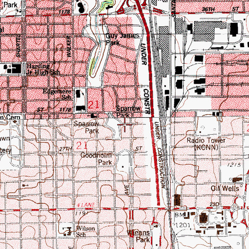 Topographic Map of Sparrow Park, OK