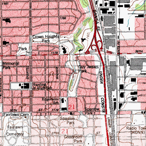 Topographic Map of Guy James Park, OK