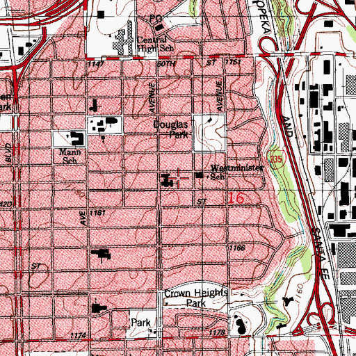 Topographic Map of Westminster School, OK