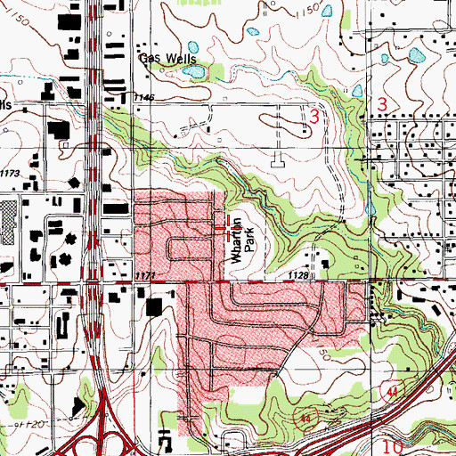 Topographic Map of Wharton Park, OK