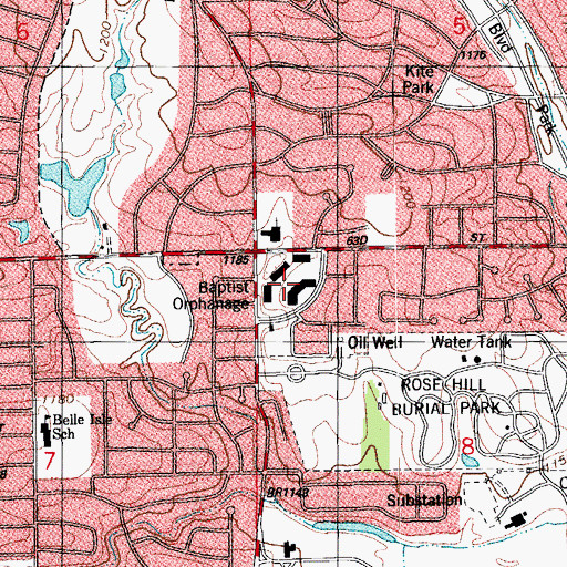 Topographic Map of Baptist Orphanage, OK