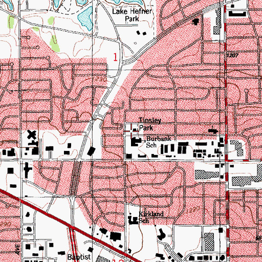 Topographic Map of Tinsley Park, OK