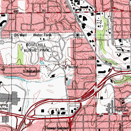 Topographic Map of Baptist Hospital, OK