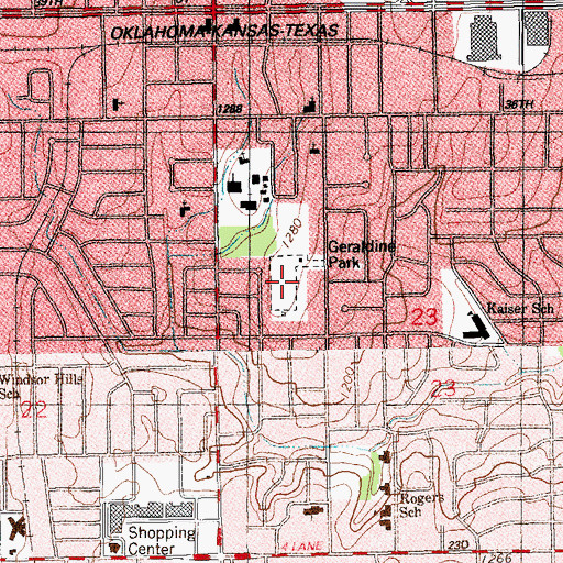 Topographic Map of Geraldine Park, OK