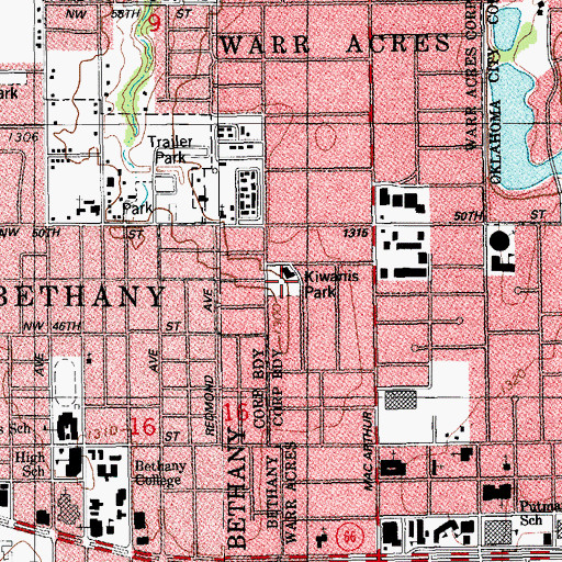 Topographic Map of Kiwanis Park, OK