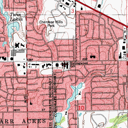 Topographic Map of Rollingwood Elementary School, OK