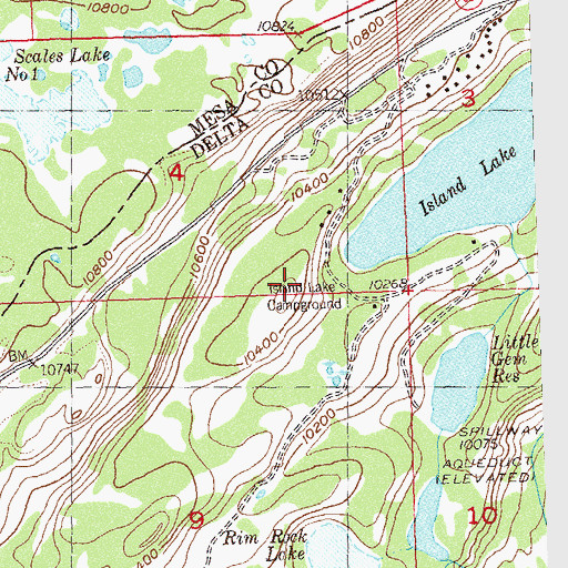 Topographic Map of Island Lake Campground, CO