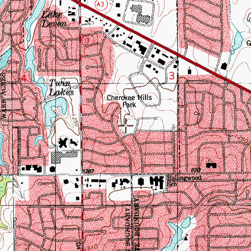 Topographic Map of Cherokee Hills Park, OK