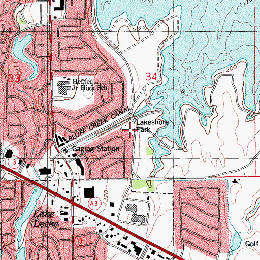 Topographic Map of Lakeshore Park, OK