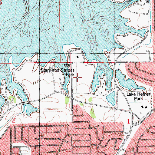 Topographic Map of Stars and Stripes Park, OK