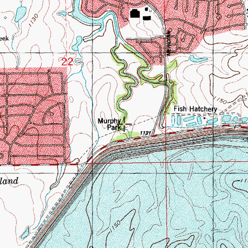 Topographic Map of Murphy Park, OK