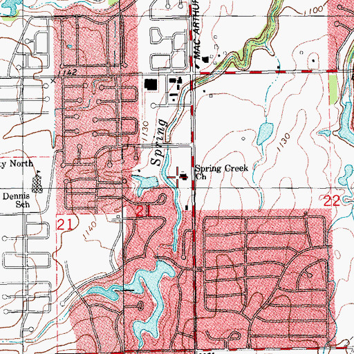 Topographic Map of Spring Creek Church, OK
