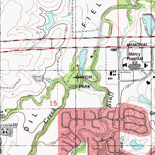 Topographic Map of Martin Park, OK