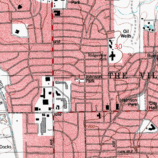 Topographic Map of Johnson Park, OK
