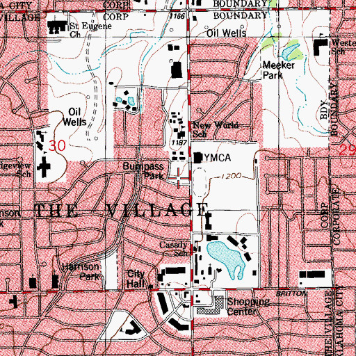 Topographic Map of Bumpass Park, OK