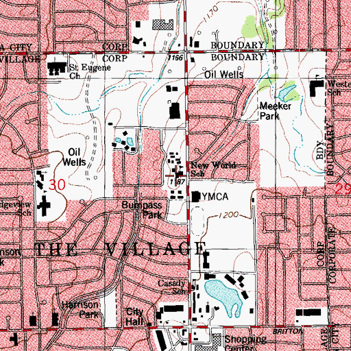 Topographic Map of New World School, OK