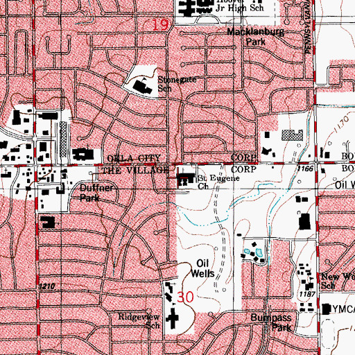Topographic Map of Saint Eugene Church, OK