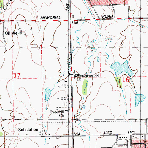 Topographic Map of Westernwood Church, OK