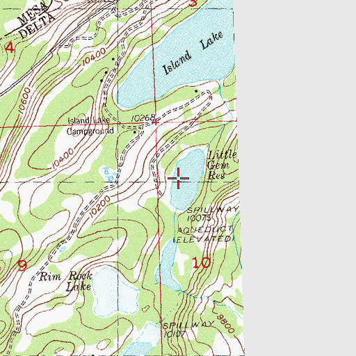 Topographic Map of Little Gem Reservoir, CO