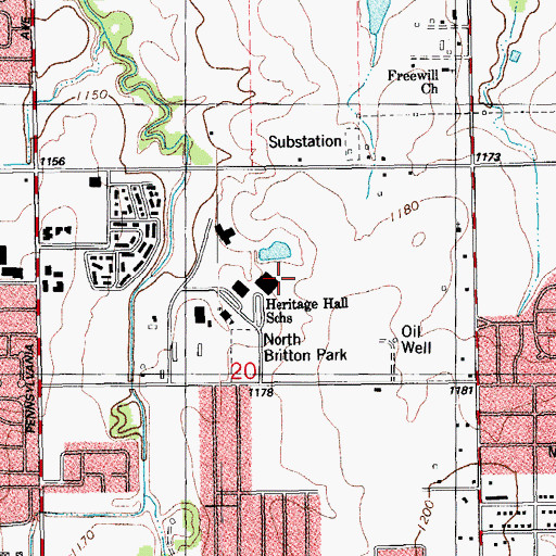 Topographic Map of Heritage Hall Schools, OK