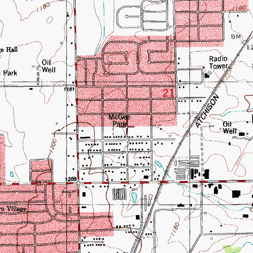 Topographic Map of McGee Park, OK